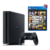 Console Playstation 4 Ps4 500gb + 1 Controle Original + Gta V (seminovo)