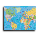 Cuadro Decorativo Canva Mapa Mundial Paises Continente80*120