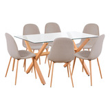 Juego De Comedor Mesa Kioto 150x90 Cm + 6 Sillas Ray Beige