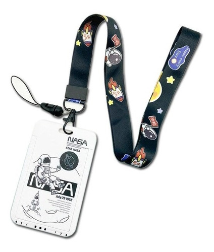 Porta Carnet Y Lanyard Nasa Spaceman Porta Identificación