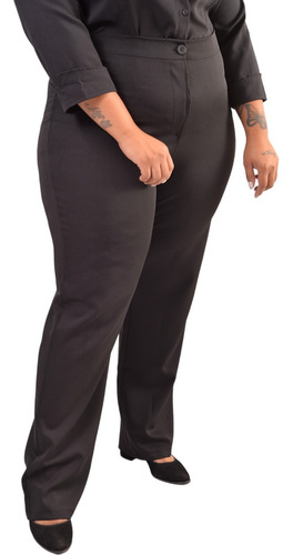 Calça Com Bolsos Social Feminina Reta Plus Size Gz Uniformes