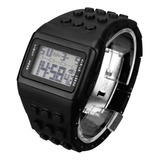 Reloj Led Niño Bloque Juego Cronometro Alarma Contra Agua Sh Color De La Correa Negro