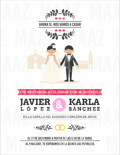 Plantilla Invitación Boda Y Pase Diseño Digital Editable