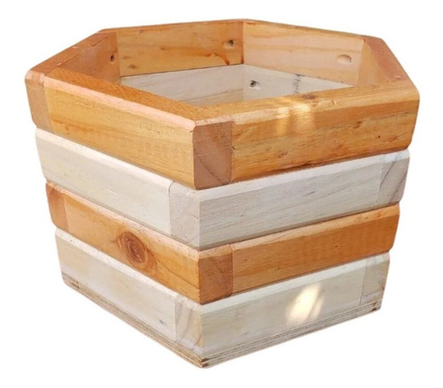 Jardinera De Madera Hexagonal Bicolor