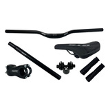 Kit Guidão Mesa Canote Bike C/ Selim E Manopla Gts Preto