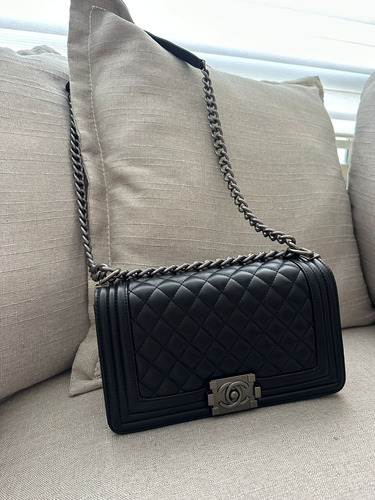 Bolsa Negra Crossbody Plateada Clasica De Dama