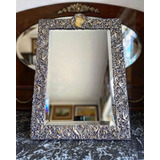 Espelho Antigo De Mesa Art Nouveau Em Prata De Lei E Ouro
