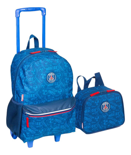 Kit Mochila Rodinhas Escolar Infantil Lancheira Psg Original