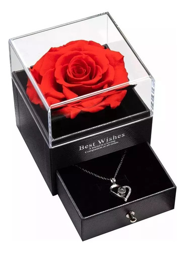 Flores De Rosa Eterna Con Regalo De Collar Para Mujeres