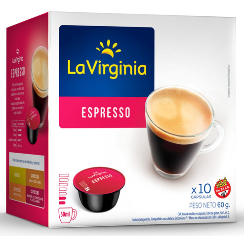 La Virginia Cápsulas Espresso. Dolce Gusto Caja X10 U