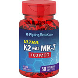 Vitamina K2 Con Mk-7 100 Mcg X 50 Softgels - Piping Rock