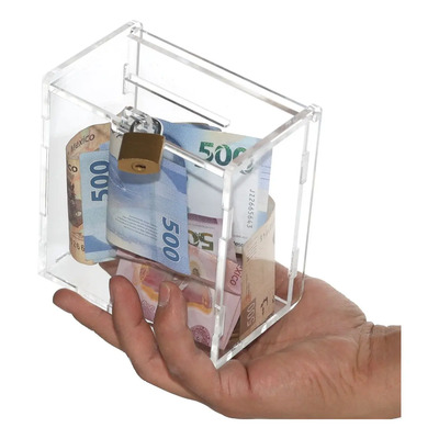 Propinero Chico Con Candado, Caja, Alcancía, Acrílico Caa-02 Color Cristal Propinero Chico Angosto | MercadoLibre