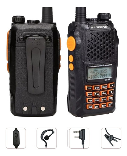 Kit 2 Rádio Walkie Talkie Baofeng Uv-6r Profisonal Vhf Uhf 