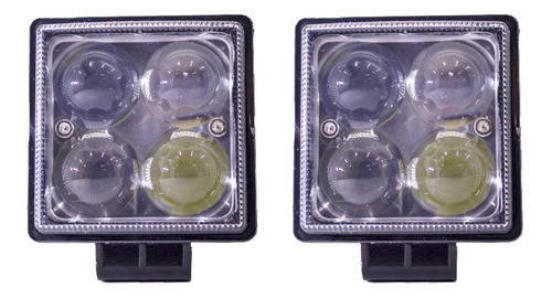 Par Faro Led Cuadrado 3 Pulgadas 4 Lupa Luz Blanco Base Moto