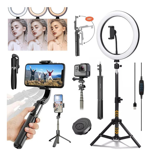 TriPod Bastão Selfie Ring Light Com Controle Bluetooth Smart