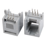 Conector Rj12 Hembra 6p6c Para Circuito Gris Pack X20