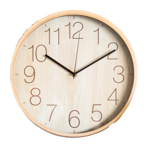 Reloj Pared Plastico Marco Color Madera 30cm Diam. Num Gr.