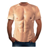 Camiseta Q Para Hombre, Con Estampado Muscular, Cuello Redon