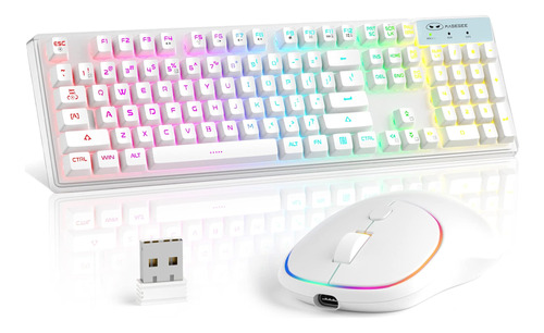 Combo Teclado Y Mouse Inalámbricos Juegos, Teclado Rgb Vg Y