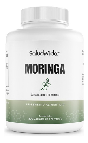 Salud&vida Mx Moringa Oleifera 1500mg Por Porción (3 Cápsulas) | 200 Cápsulas De Fácil Absorción | 100% Natural  | Sin Gluten Y Sin Omg