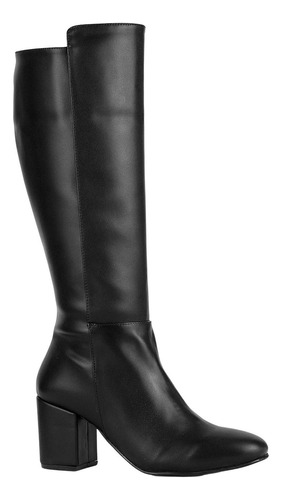 Bota Formal Piso Mujer Negro Tacto Piel Stfashion 10703901