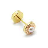 Aros Abridor Oro Lili 18k Facetados Con Perla 5mm Li-109