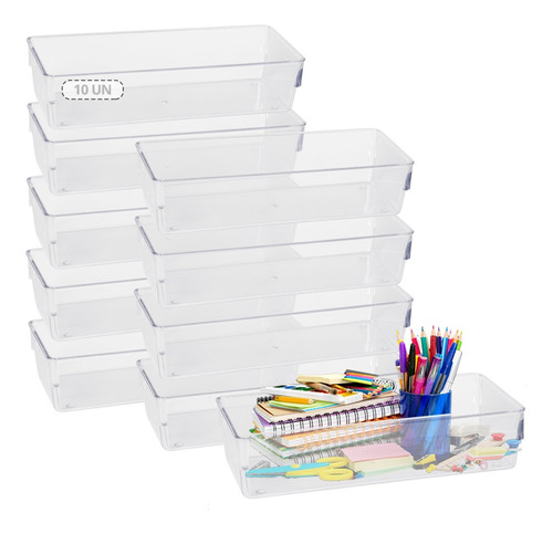 Kit 10 Organizador Geladeira/armário/cozinha Acrílico 23x8x5