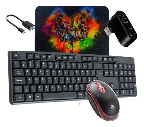 Kit Mobilador Sem Tripé Teclado Office Mouse Led E Mouse Pad