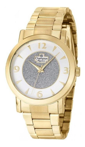 Relógio Champion Feminino Dourado Prova D'agua Original Cor Do Fundo Branco