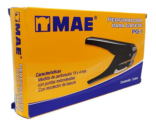Perforadora Metalica Gafete Mae 1 Orificio Recolector Basura Color Negro