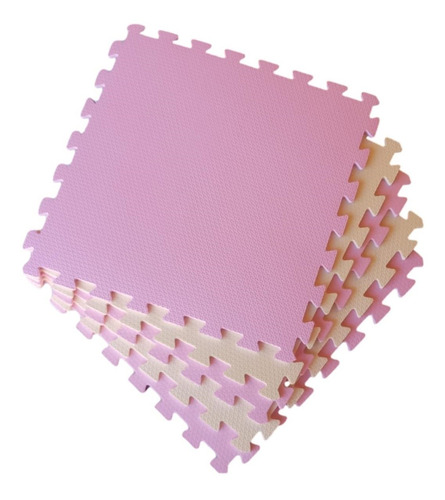 Kit 6 Tatame Tapete Eva Rosa Claro E Creme 50x50x1cm 10mm