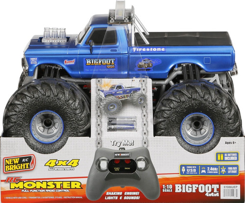 Bigfoot 1:10 Rc 4x4x4 Monster Truck Luz Sonido New Bright