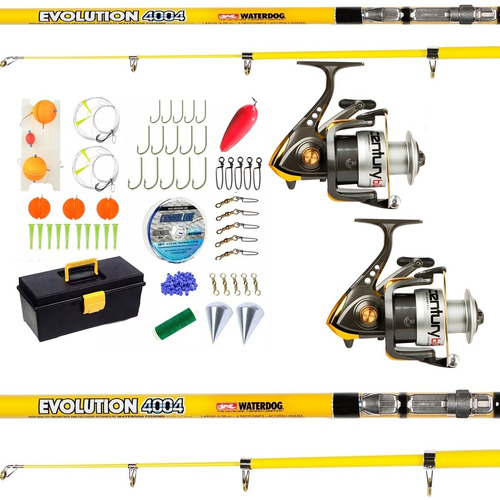 Kit Pesca Pejerrey 2x Caña 4 Mt + 2 Reel 202 + Caja Completa