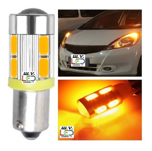 1 Par Hiper Led T11 H6w Ba69s Meia Luz Cree Amarelo Âmbar 3k