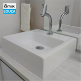 Cuba Apoio Banheiro Quadrada Com Mesa Branca Louça 34cm Onix Cor Branco