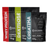 Kit: Whey Concentrado 2kg + Dextrose 1kg + Creatina 500g