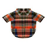 Roupa Pet Camisa Xadrez Flanela Cachorro E Gato Laranja