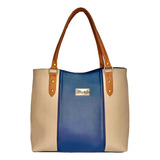 Bolso Mujer Dama Madre Mediano Tote Inna Karla Chacon Color Azul Oscuro