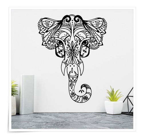 Vinilo Decorativo Pared Elefante Mándala Indu Ganesha 