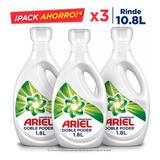 Pack 3 Detergente Líquido Ariel Concentrado Doble Poder 1.8l