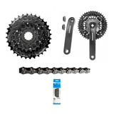 Kit Grupo Relação Shimano 24v Pedivela, Corrente, Cassete K7