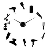 Diy Barber Shop - Reloj De Pared Gigante Con Efecto Espejo