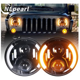 Par 7'' Faro H4 Led Redondo Ojo Ángel Wrangler Jeep Vocho Jk