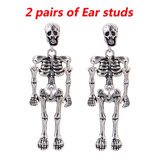 2 Pares De Aretes De Calavera Punk Halloween Accesorios Para