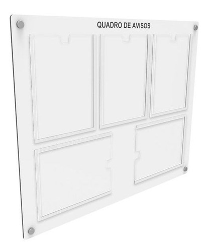 Quadro De Aviso E Gestão C/5 Displays A4 Acrílico(3ver+2hor)