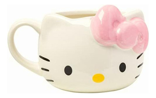 Hello Kitty Taza Esculpida 3d De Cerámica Color Pink Bow 3d Pintada A Mano 591 Ml