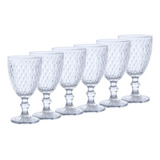 Set 6 Copas Vino Agua Vidrio Labrado 330ml Transparente