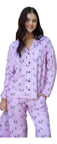 Pijama Invierno Abotonado Mujer Bianca Secreta Penguin 24517
