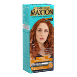 Kit Tinte Maxton  Tintura Creme Tom 7.44 Loiro Médio Avermelhado Intenso Para Cabelo