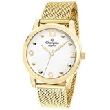 Relógio Champion Feminino Elegance Dourado Brilho Cn26813m